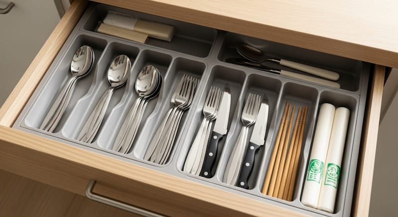 仕切りトレーで引き出し整理