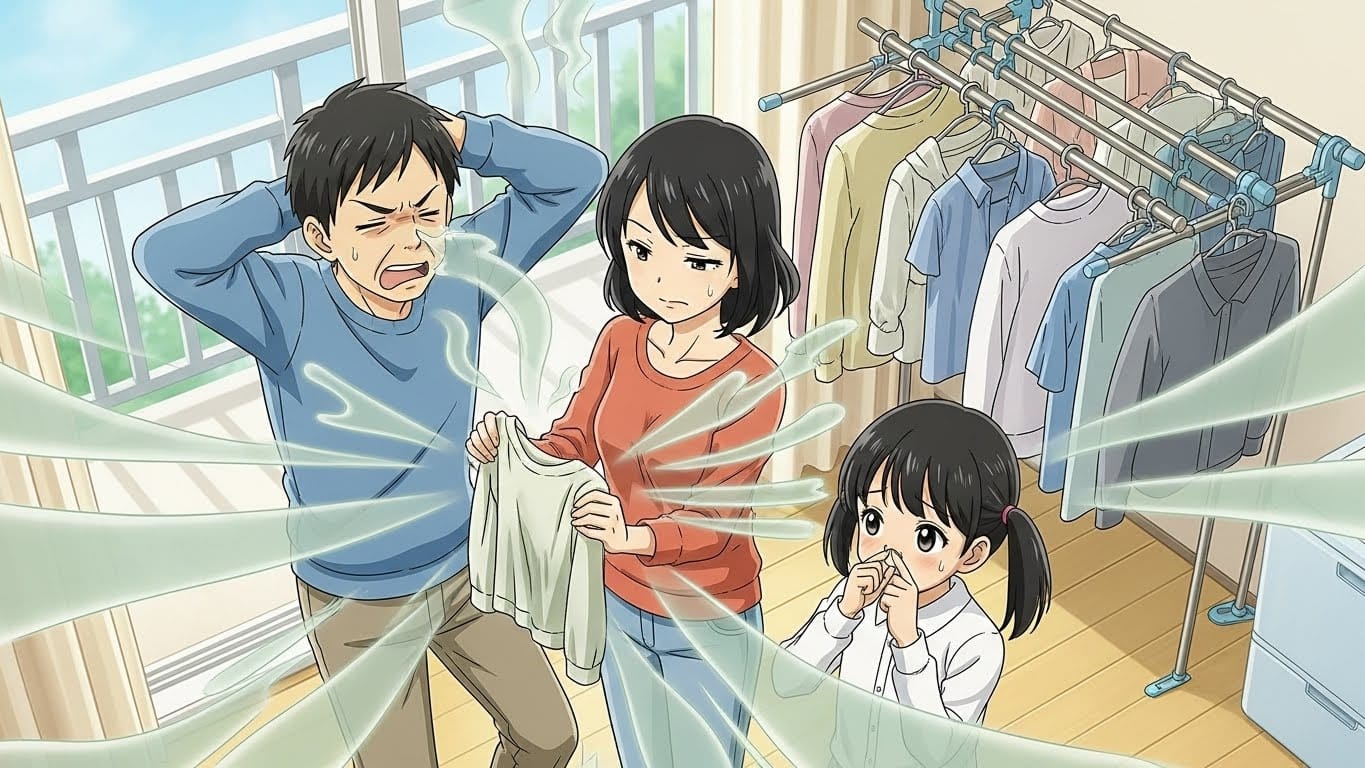 洗濯後、乾いてもくさい服！生乾き臭を消せるおすすめ洗剤と干し方！